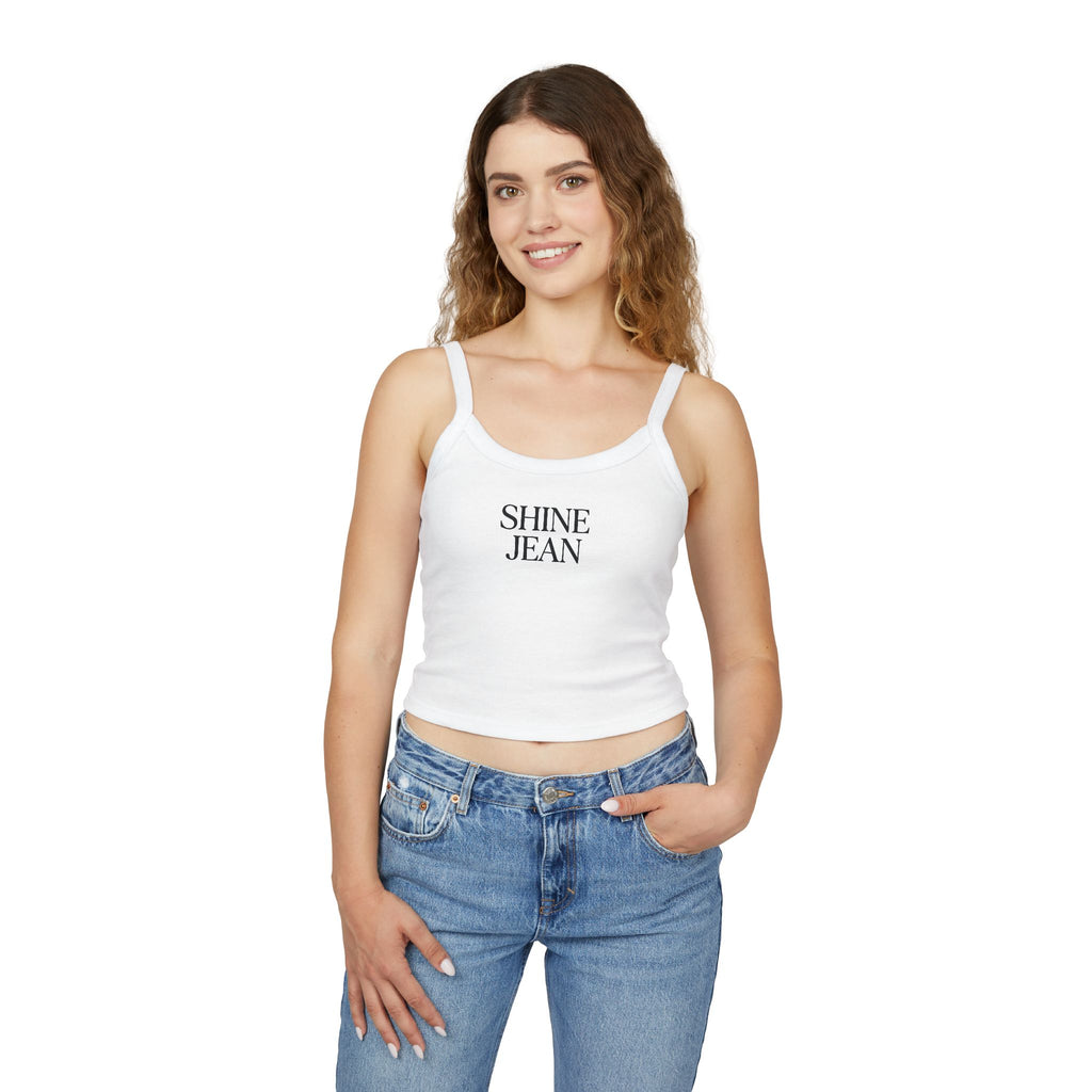 SHINE JEAN Spaghetti Strap Tank Top — Women's Graphic Crop Tee