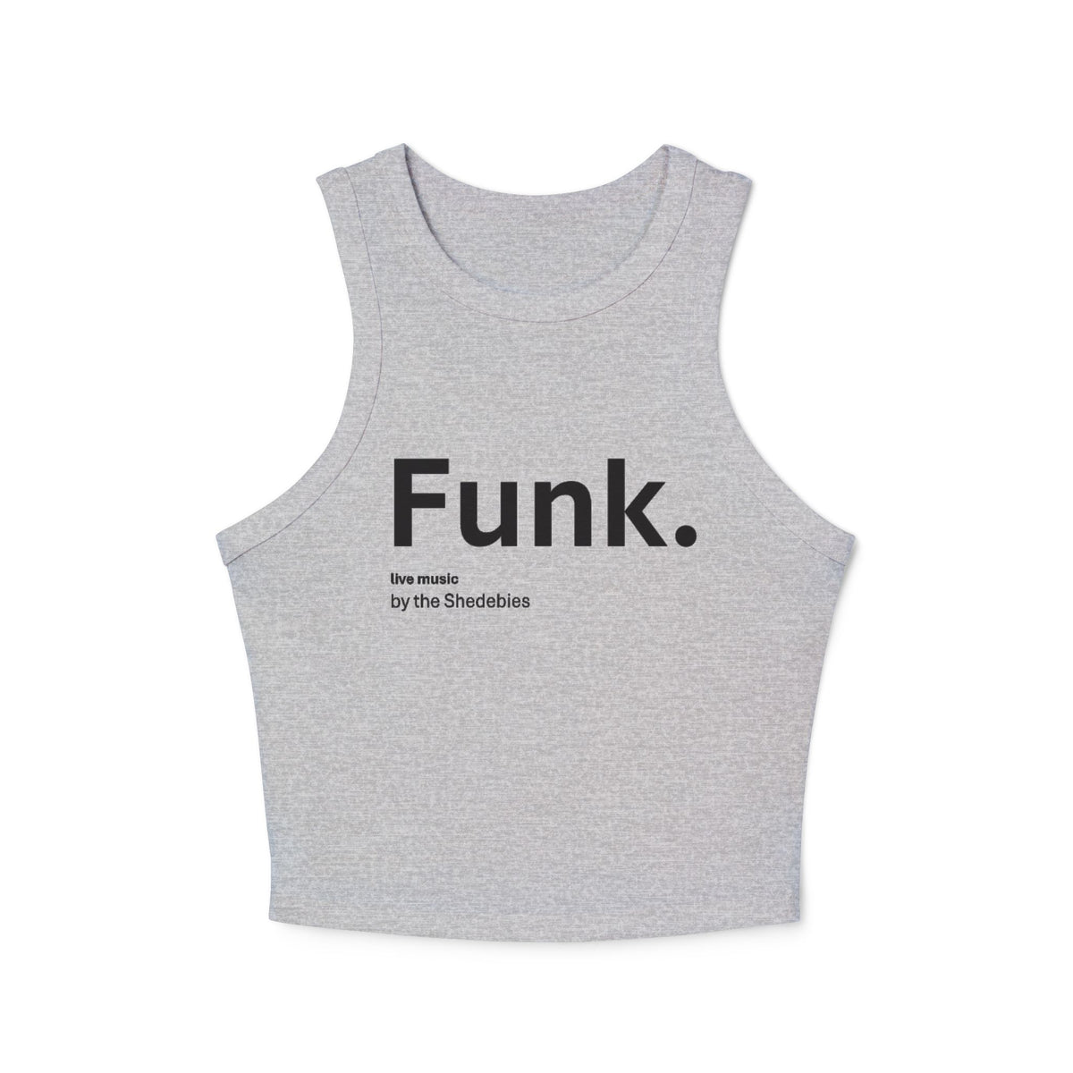 Funk. Graphic Racer Tank Top — Women’s Micro Rib Cropped Muscle Tee